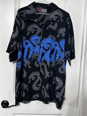Pineapple Connection Shirt Mens Large Black Dragons All Over Untuck